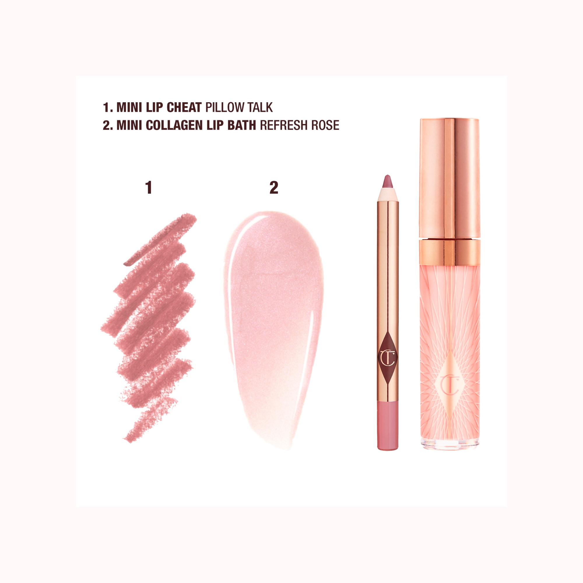 Mini Glossy Pink Lip Gloss + Lip Liner Set (Pillow Talk)