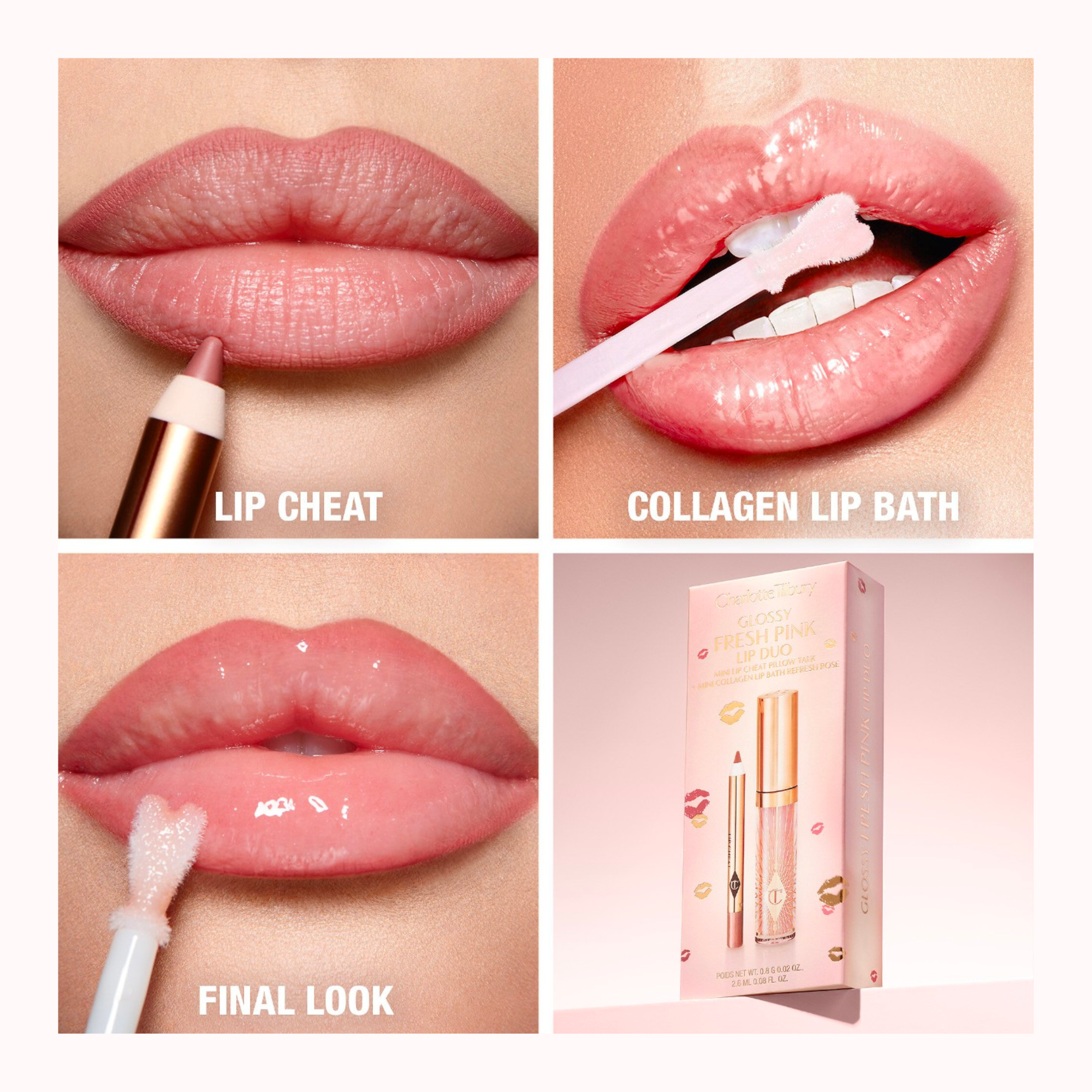 Mini Glossy Pink Lip Gloss + Lip Liner Set (Pillow Talk)
