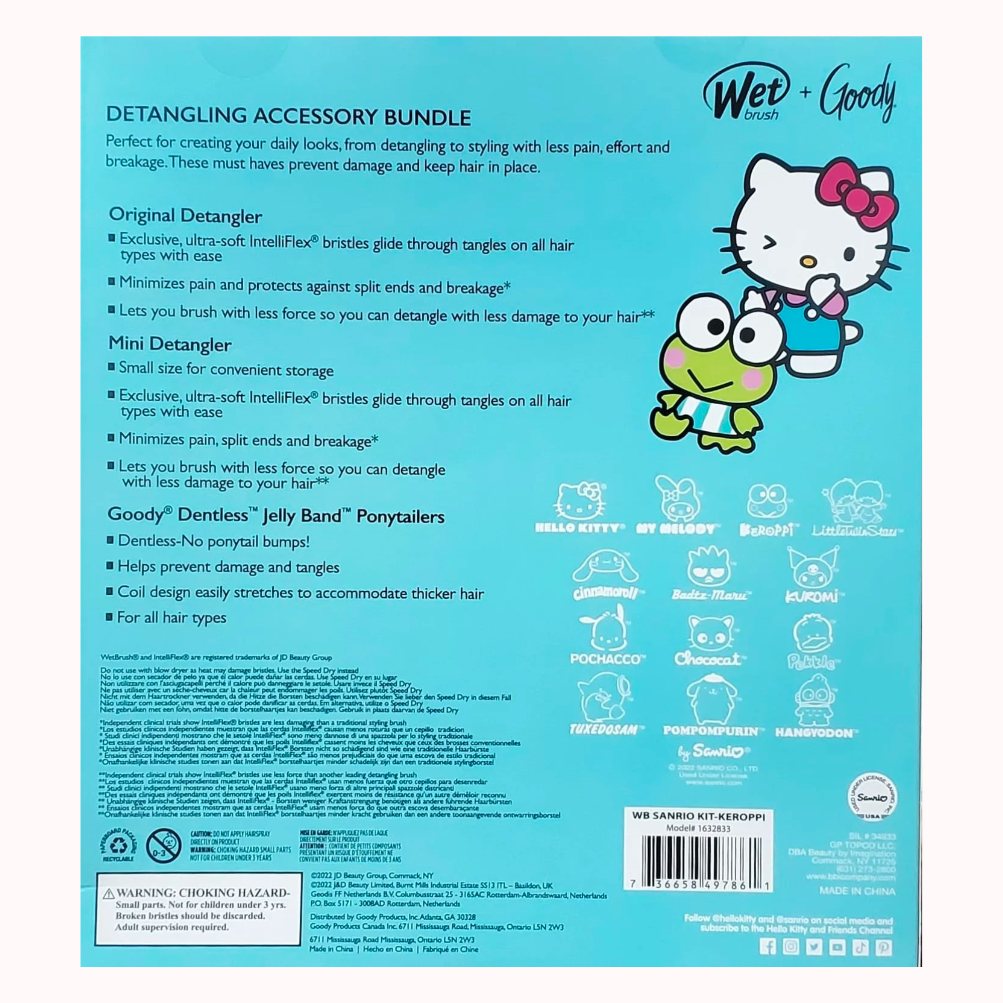 Keroppi Wet Brush Detangling Accessory Bundle