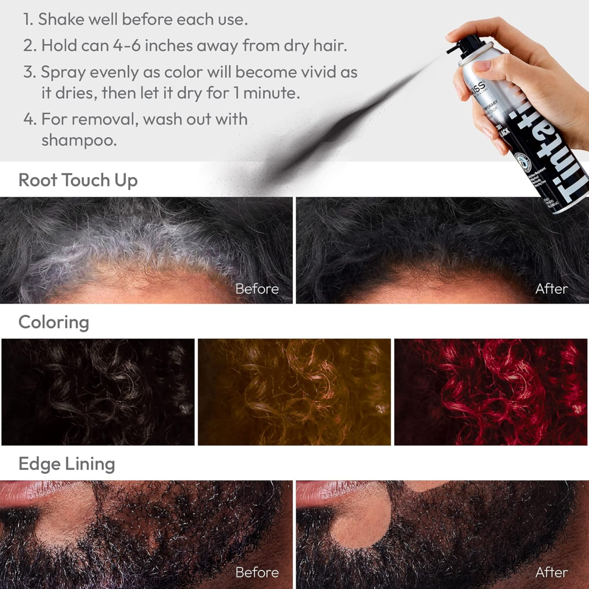 Temporary Hair Color Spray Jet Black