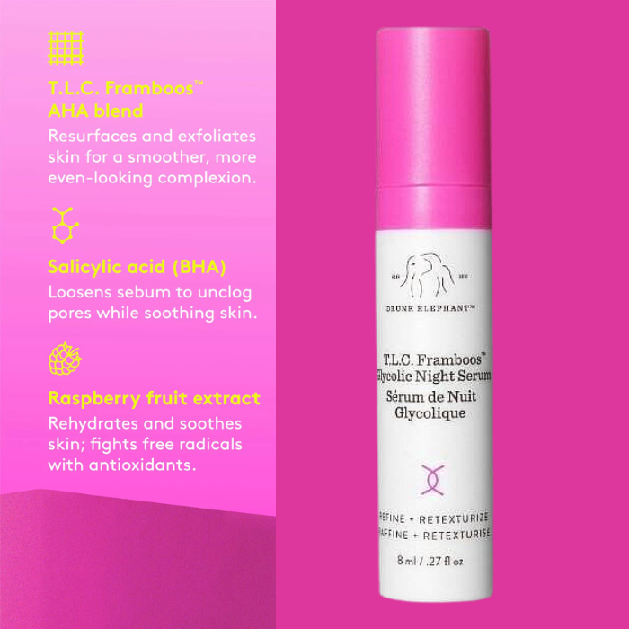 T.l.C. Framboos™ Travel Size Glycolic Night Serum 8ml (Suero de ácido glicólico)