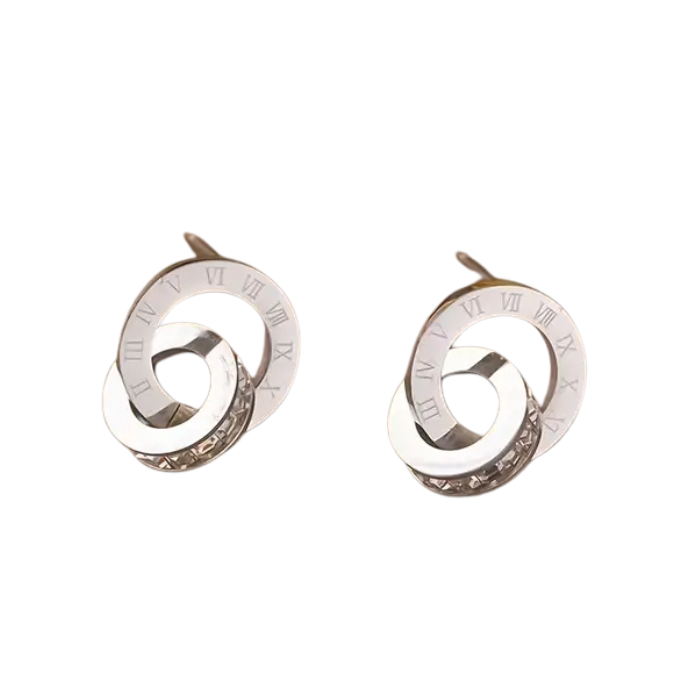 Set De Collar Y Aretes De Acero Inoxidable 304 Chapado En Oro De 18k (plateado)