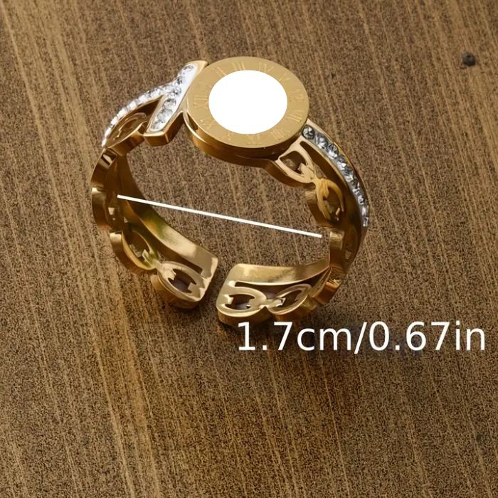 Anillo de Números Romanos Acero Inoxidable 304 Chapado en oro de 18 quilates