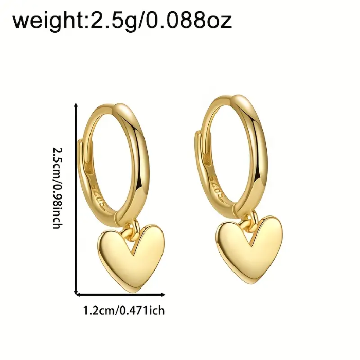 Aretes De Plata 925 Love Chapado En Oro De 14 Quilates