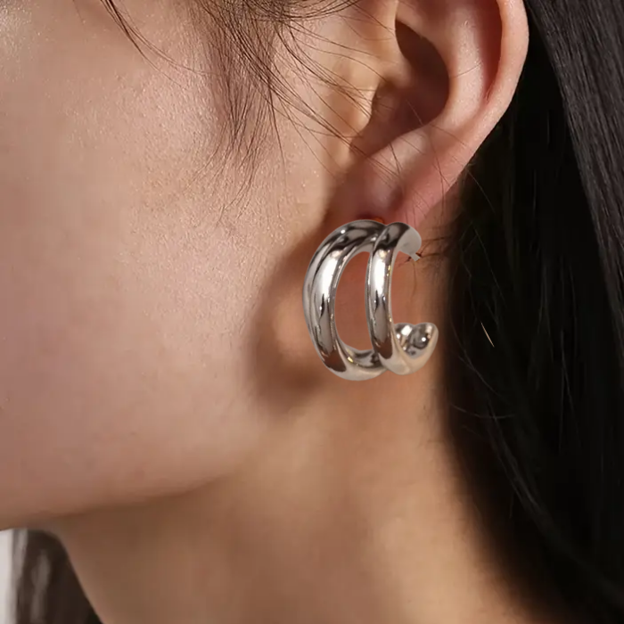 Pendientes De Aro De Acero Inoxidable Hipoalergénico Chapado En Oro De 18k