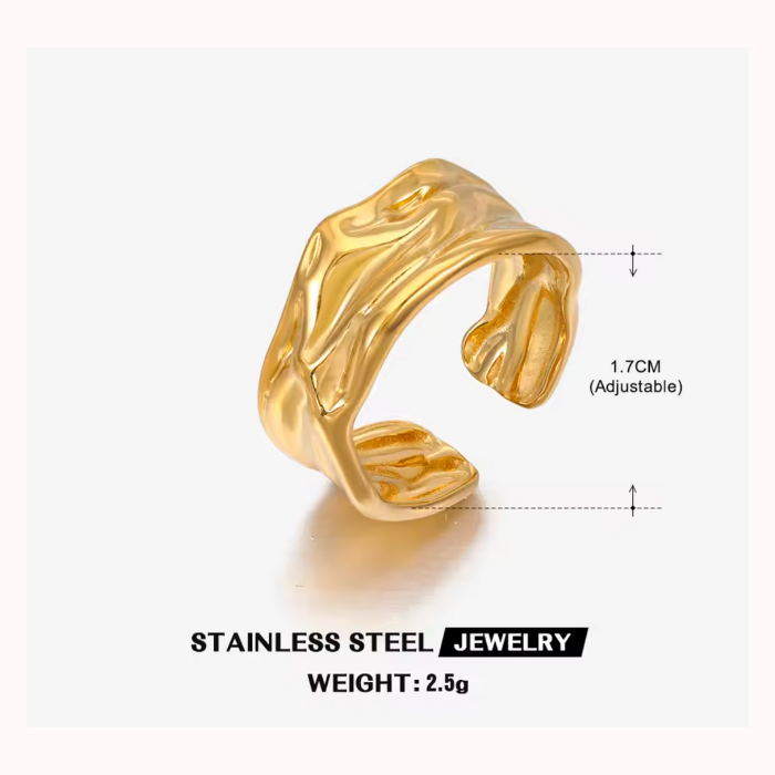 Anillo Dorado De Acero Inoxidable Chapado En Oro De 18 Quilates