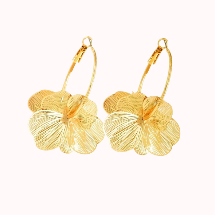 Pendientes De Aro Con Flores Chapado En Oro De 18 Quilates