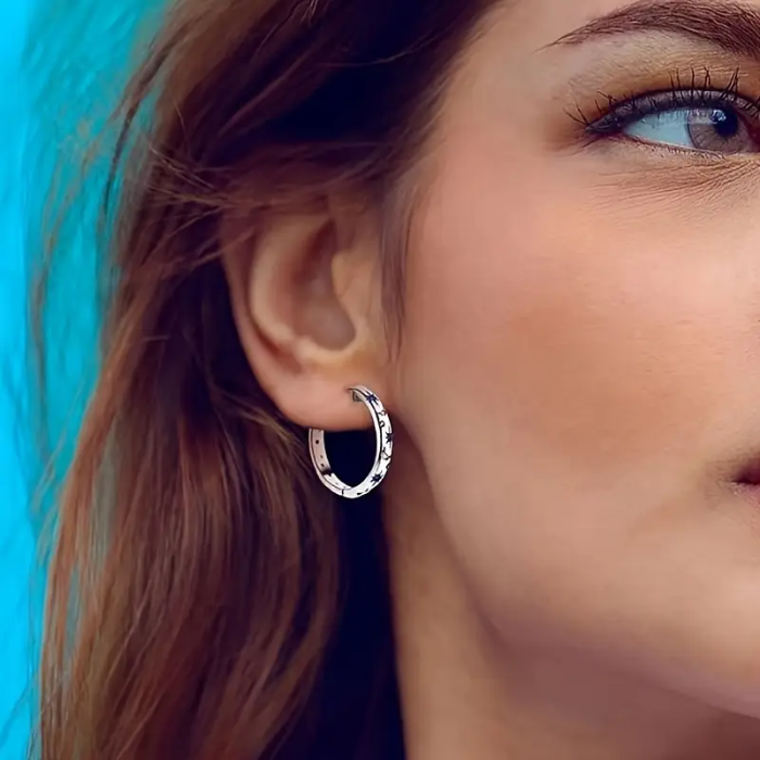 Aretes de Aro Estrella y Luna con Circonita Cúbica