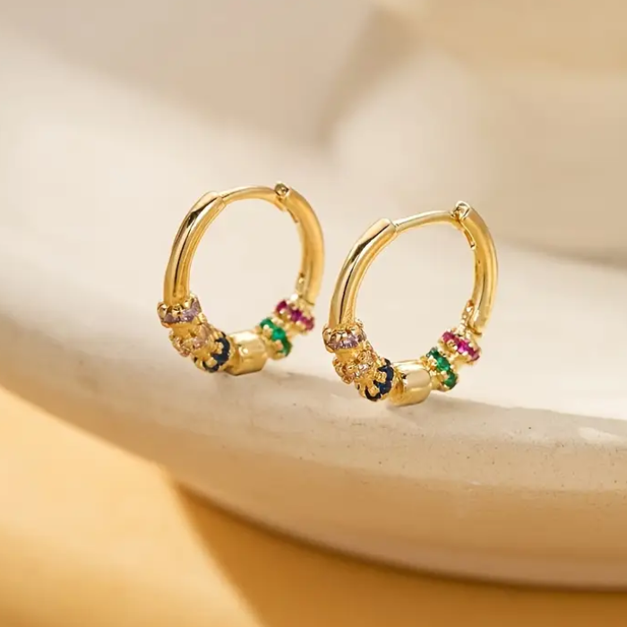 Aretes De Plata 925 Brunella Chapado En Oro De 18 Quilates