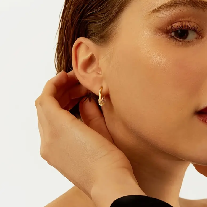 Aretes De Plata 925 Brunella Chapado En Oro De 18 Quilates