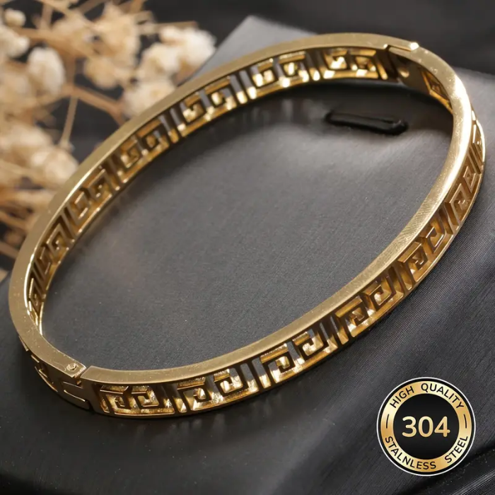Pulsera Abierta G de Acero Inoxidable Chapada en Oro 18k
