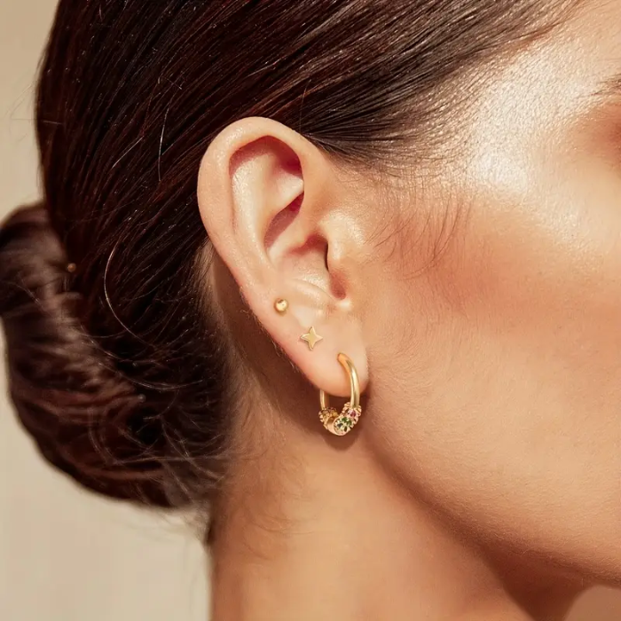 Aretes De Plata 925 Brunella Chapado En Oro De 18 Quilates