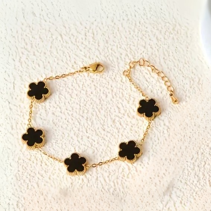 Pulsera De Acero Inoxidable De Lujo Con Forma De Flor De Cinco Pétalos