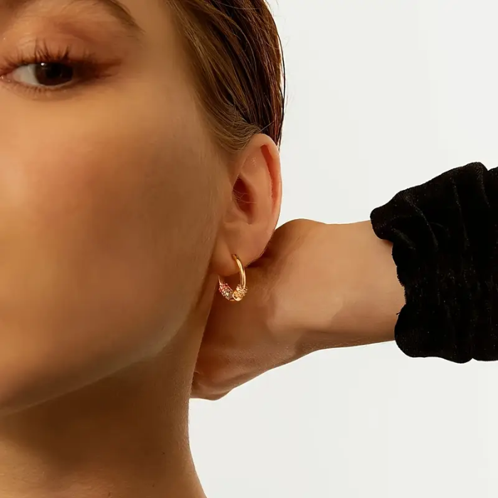 Aretes De Plata 925 Brunella Chapado En Oro De 18 Quilates