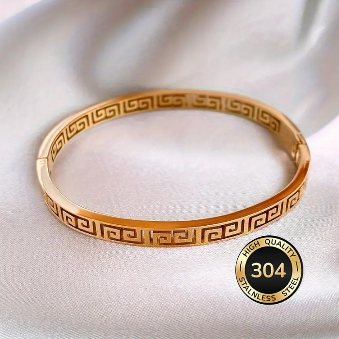 Pulsera Abierta G de Acero Inoxidable Chapada en Oro 18k