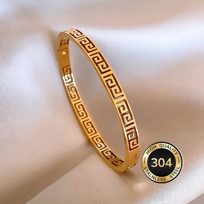 Pulsera Abierta G de Acero Inoxidable Chapada en Oro 18k