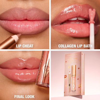 Mini Glossy Pink Lip Gloss + Lip Liner Set (Pillow Talk)