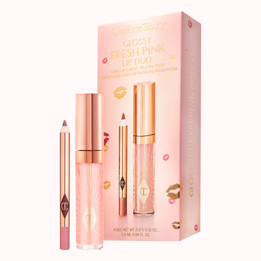 Mini Glossy Pink Lip Gloss + Lip Liner Set (Pillow Talk)