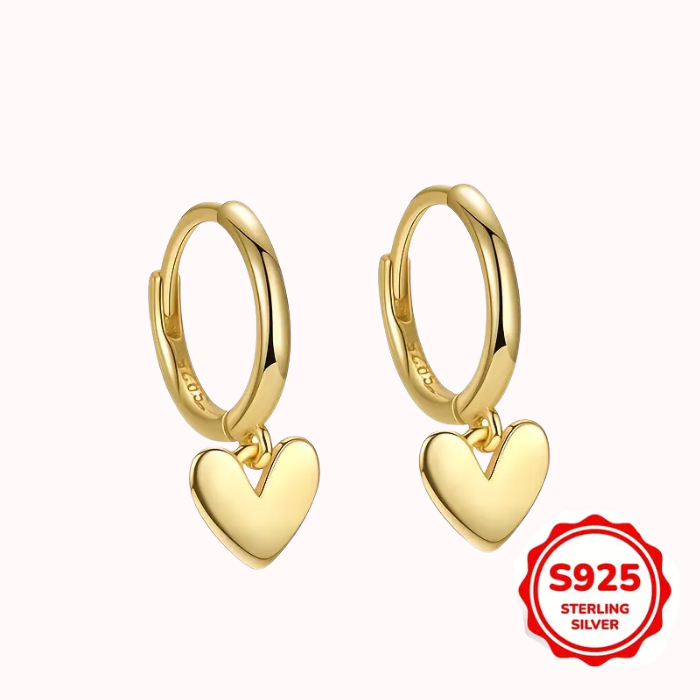 Aretes De  Plata 925 Love Chapado En Oro De 14 Quilates