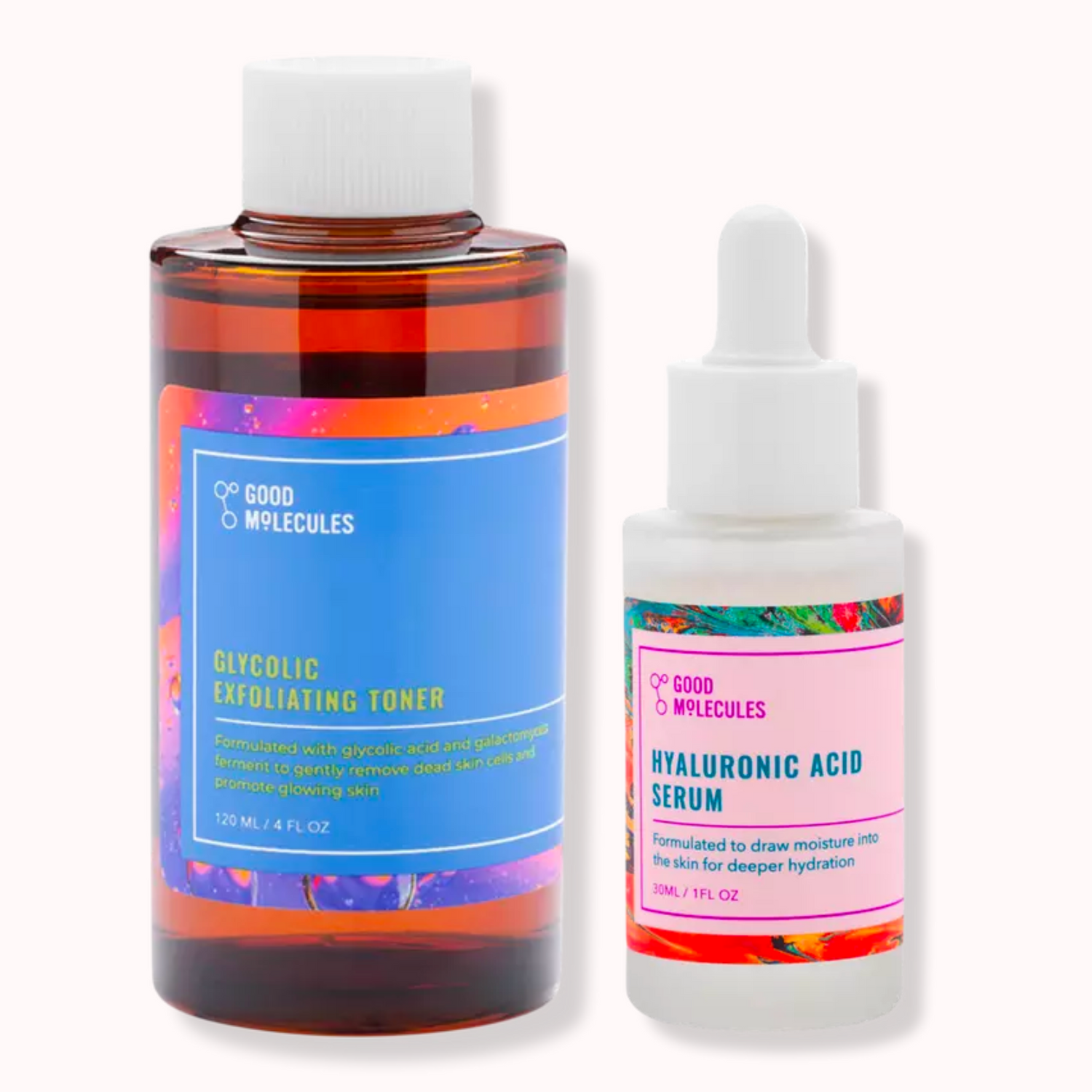 The Glow Skin Set: Glycolic Exfolianting Toner + Hyaluronic Acid Serum