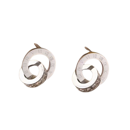 Set De Collar Y Aretes De Acero Inoxidable 304 Chapado En Oro De 18k (plateado)