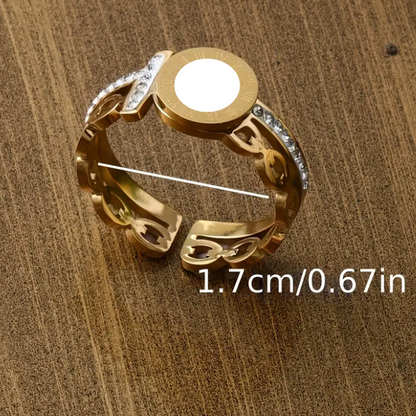 Anillo de Números Romanos Acero Inoxidable 304 Chapado en oro de 18 quilates
