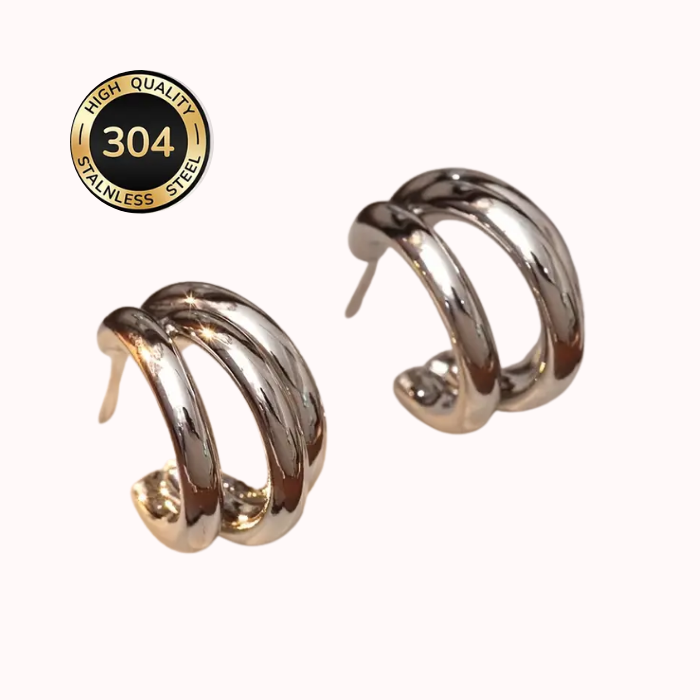 Pendientes De Aro De Acero Inoxidable Hipoalergénico Chapado En Oro De 18k