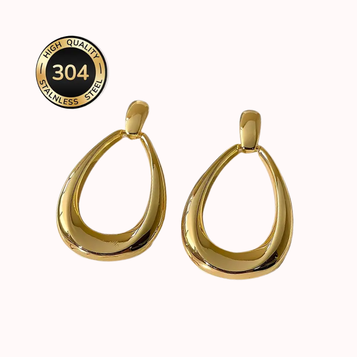 Aretes De Gota Hipoalergénicos De Acero Inoxidable Chapados En Oro 18k