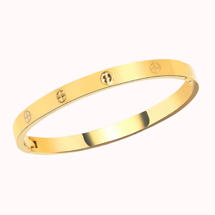 Pulsera - Brazalete Amor Acero Inoxidable 316 Chapado En Oro De 18 Quilates