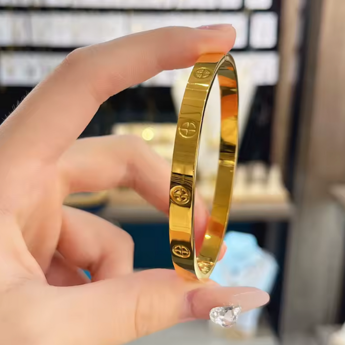 Pulsera - Brazalete Amor Acero Inoxidable 316 Chapado En Oro De 18 Quilates