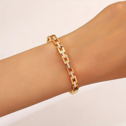 Pulsera cuadrados bañada en oro de 18K Waterproof