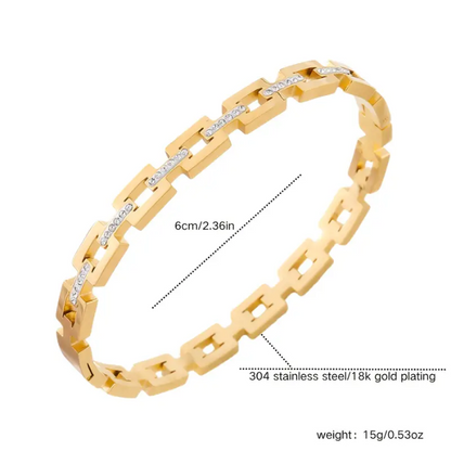 Pulsera cuadrados bañada en oro de 18K Waterproof