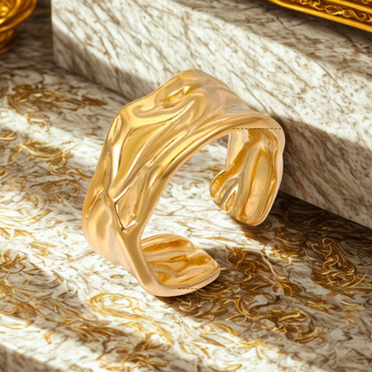 Anillo Dorado De Acero Inoxidable Chapado En Oro De 18 Quilates