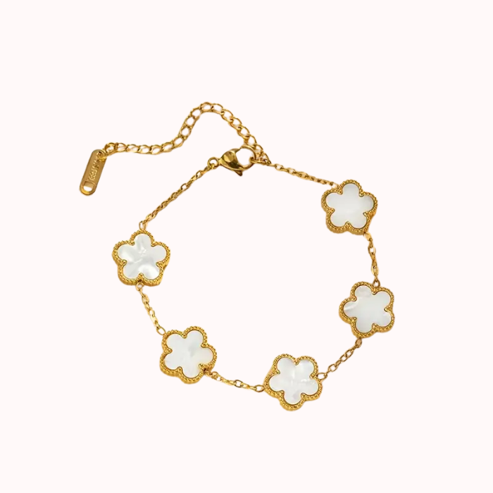 Pulsera De Acero Inoxidable De Lujo Con Forma De Flor De Cinco Pétalos