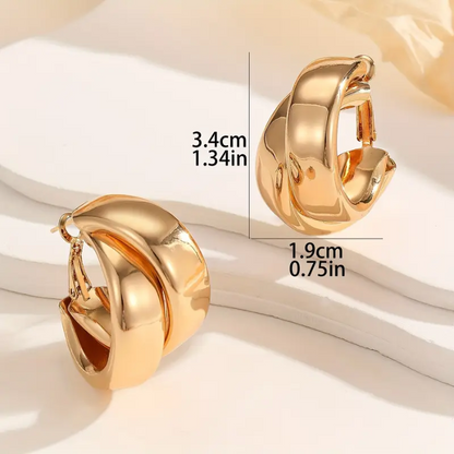Aretes De Aro En Forma De C Chapados En Oro De 18k