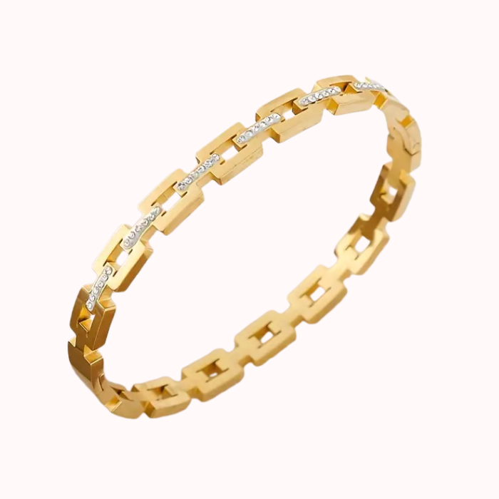 Pulsera cuadrados bañada en oro de 18K Waterproof