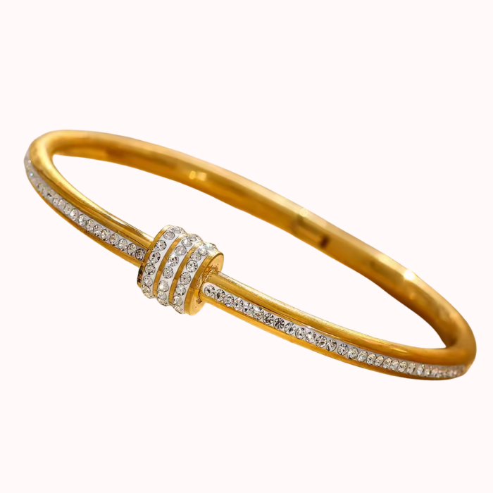 Pulsera Trinidad Brillante De Acero Inoxidable Chapado En Oro De 18 Quilates