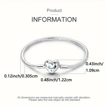 Pulsera con cierre en forma de corazón de plata S925 con de piedras azules
