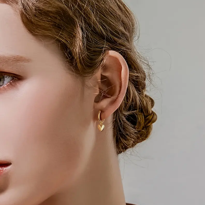 Aretes De  Plata 925 Love Chapado En Oro De 14 Quilates